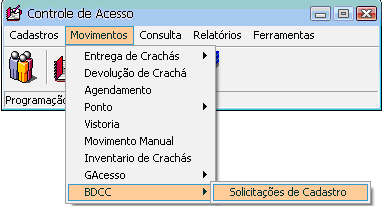 Tela BDCC Solicitação Cadastro